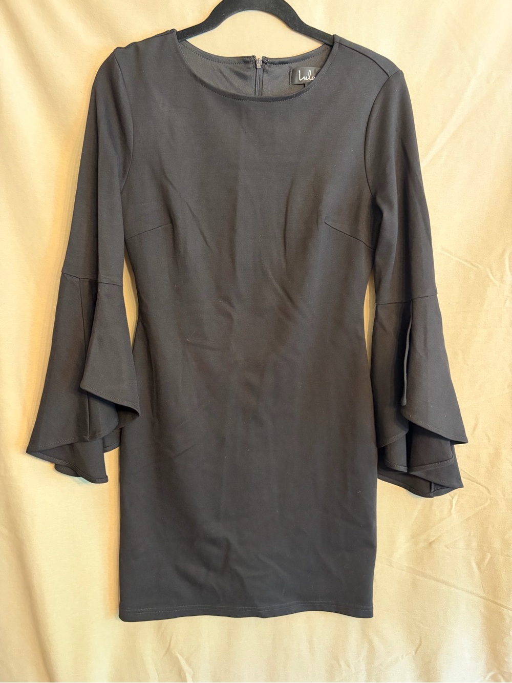Lulus Black Mini Dress Boat Neck Dramatic Tiered Bell Sleeves Goth Whimsigoth